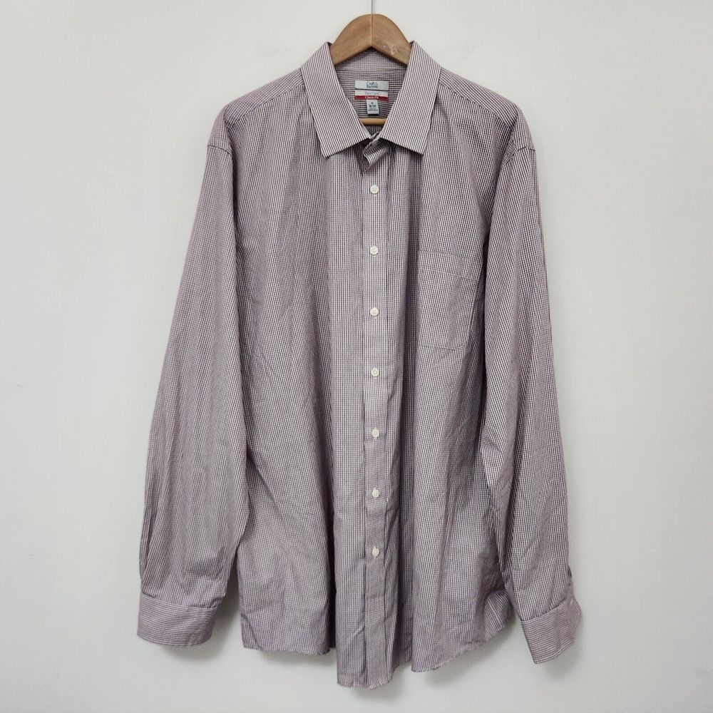 CRAFT & BARROW Men's Purple Checkered Long Sleeve Button Up Shirt Plus Size 19